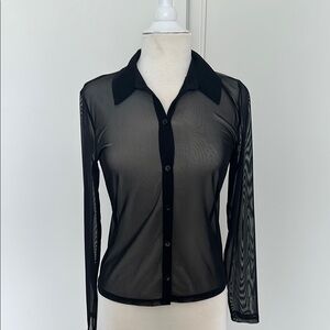 Abercrombie & Fitch Black Sheer Button-Up